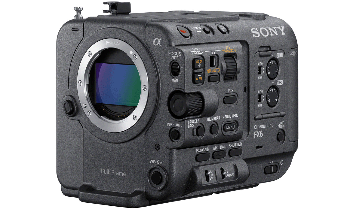 Sony FX6, body only without handles. Image source: Sony